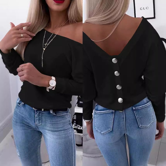 Damen Off-Shoulder Pullover mit lässigem Schnitt und eleganten Details Stalluxe
