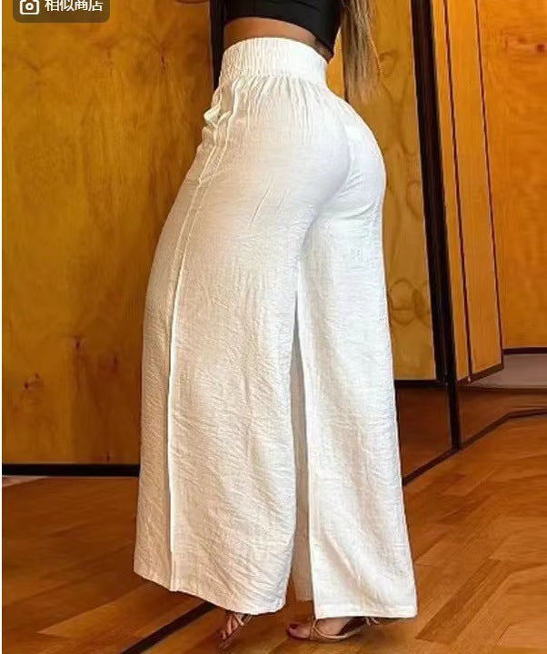 Damen weite Hosen mit elastischem Bund und stylischen Fransen Stalluxe
