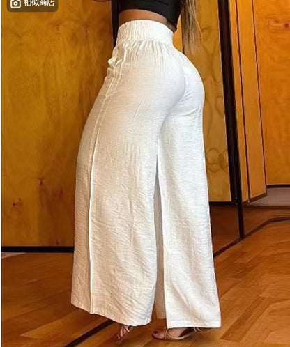 Damen weite Hosen mit elastischem Bund und stylischen Fransen Stalluxe