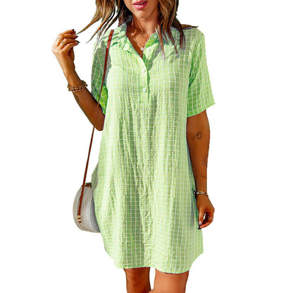 Damen legeres Hemdkleid mit Karomuster und praktischen Taschen Stalluxe