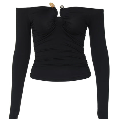Damen Off-Shoulder Top mit Raffung und dekorativem Ausschnitt Stalluxe