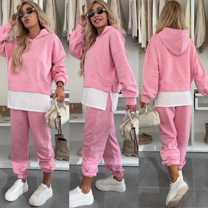 Damen lässiges cropped Hoodie und bequeme Jogginghose Set Stalluxe