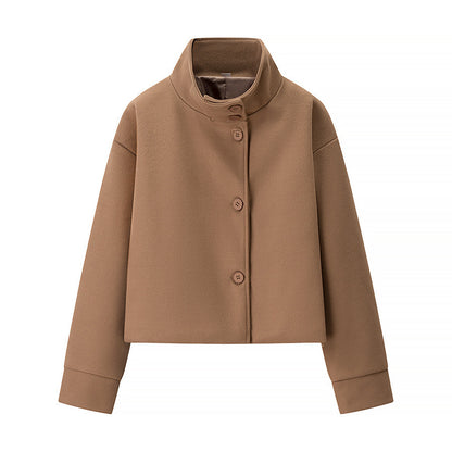 Damen cropped Blousonjacke mit elegantem Stehkragen und Knopfverschluss Stalluxe