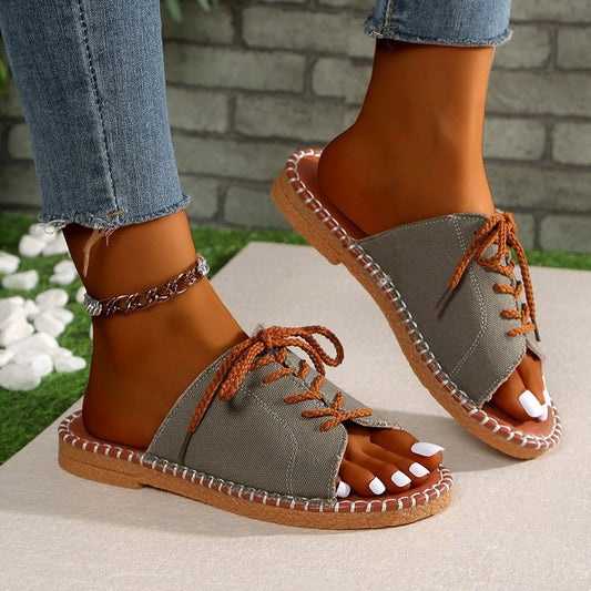 Damen trendige Loose-Fit Sandalen mit Schnürung Stalluxe