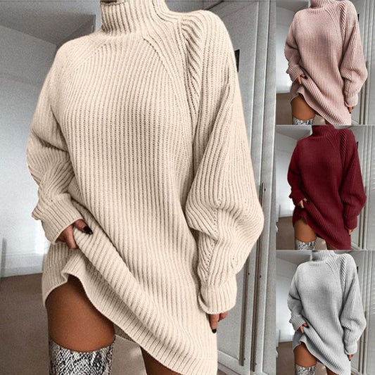 Damen Oversized Strickpullover mit hohem Kragen Stalluxe