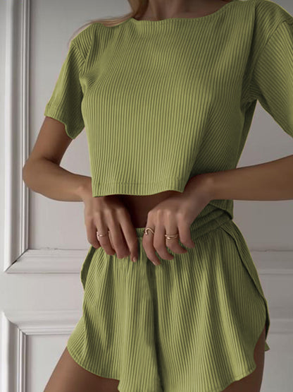 Damen lässiges cropped Oberteil und Shorts Set Stalluxe