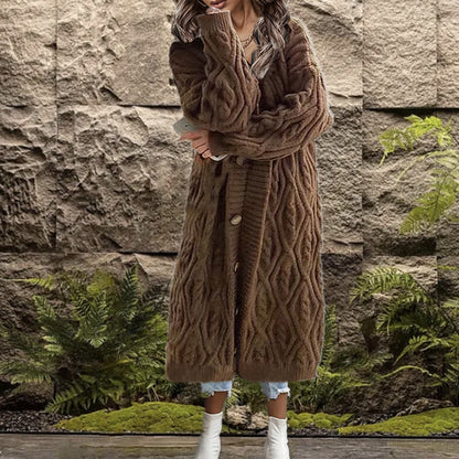 Damen Grobstrick-Kimono mit angesagtem Zopfmuster und praktischen Taschen Stalluxe