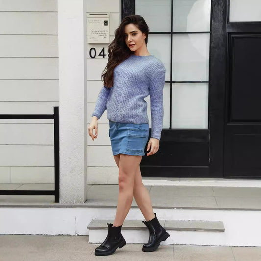 Damen luxuriöser Pullover mit weichem Strickmuster Stalluxe