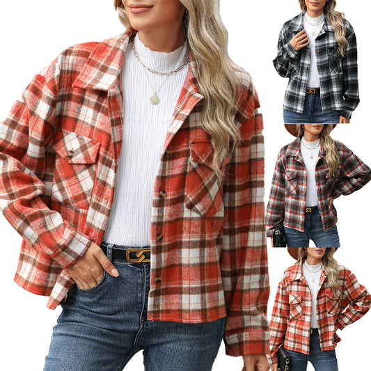 Damen Karierte Flanell Hemdjacke mit lässigem Schnitt und praktischen Taschen Stalluxe