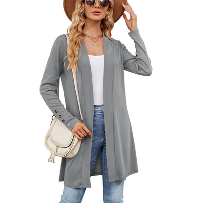 Damen longline Cardigan mit modischen Knopfdetails und offener Front Stalluxe