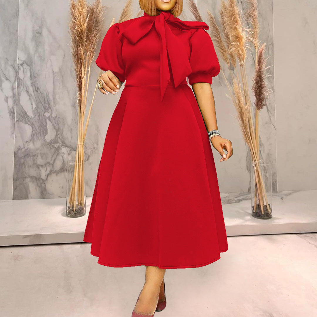 Damen Midikleid mit Schleifenkragen Stalluxe