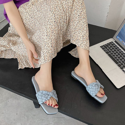 Damen Kunstleder Zehentrenner-Sandalen mit geflochtener Riemen-Optik Stalluxe
