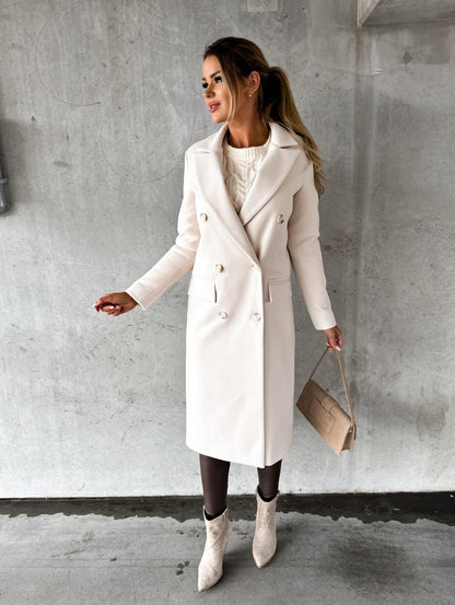 Damen Eleganter Doppelreiher-Mantel mit Tailored Fit und schickem Revers Stalluxe