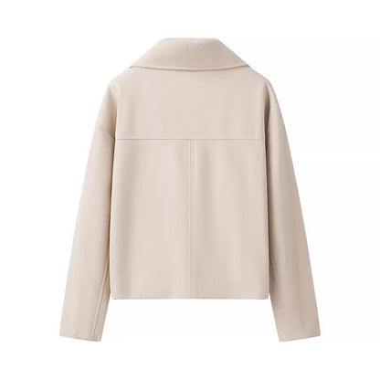 Damen modische kurz geschnittene Bikerjacke mit doppelter Knopfleiste und seitlichen Taschen Stalluxe