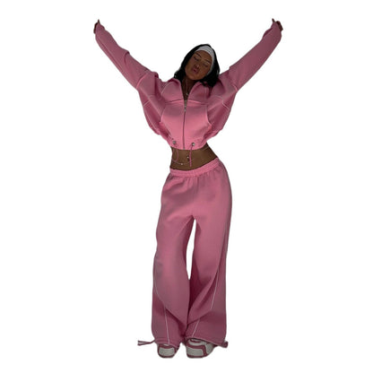 Damen sportliches Zweiteiler-Set mit Kapuze und Reißverschluss Stalluxe