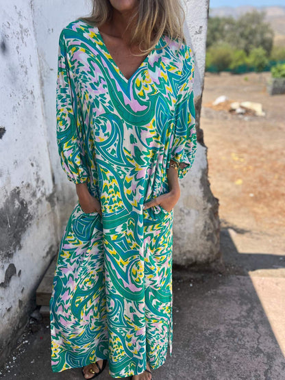 Women's Vibrant Print Maxi Dress Stalluxe