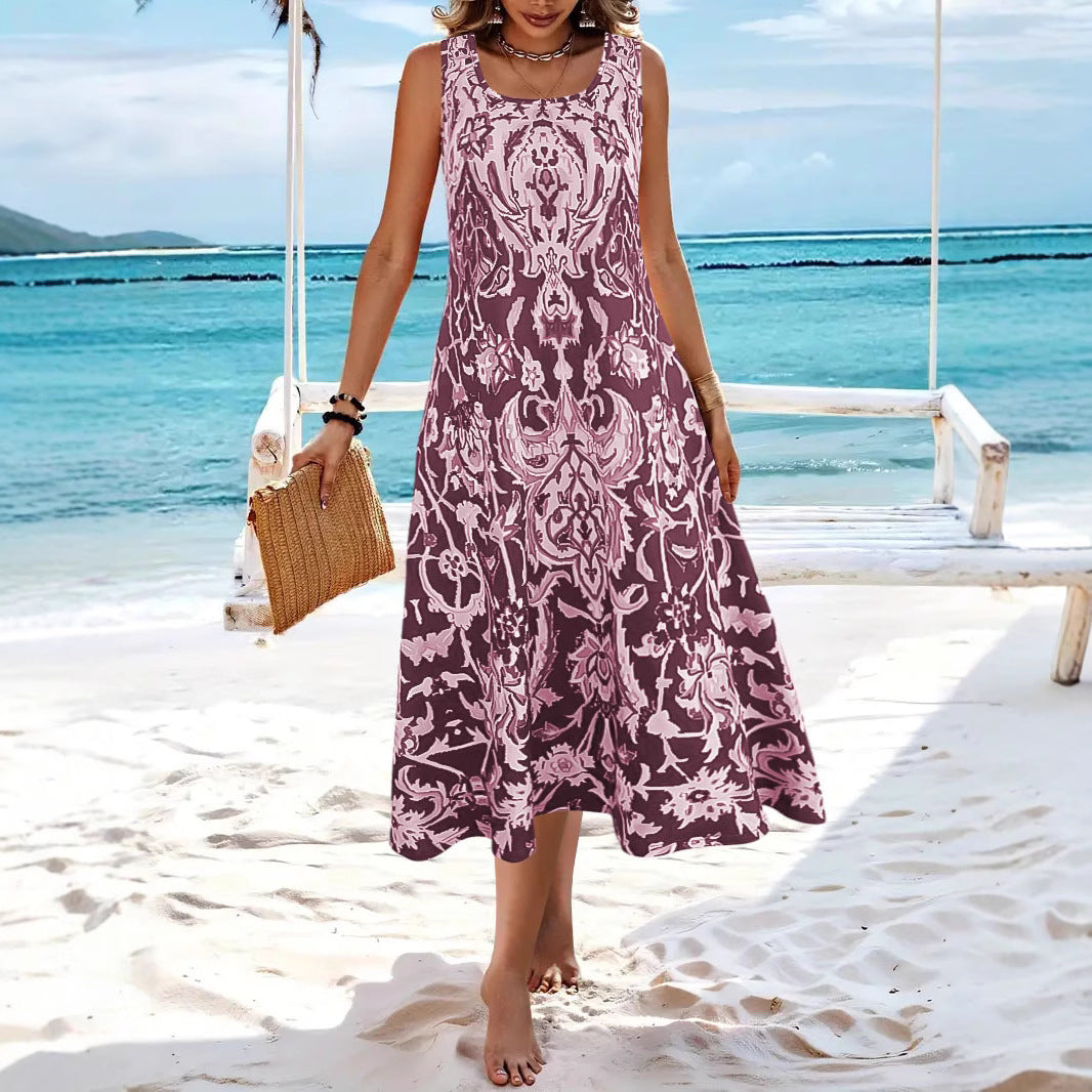 Damen Stilvolle A-Linie Midi Kleid mit aufwendigem Blumenmuster Stalluxe