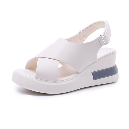 Damen Riemchen-Sandaletten mit hochwertigem Leder und bequemer Wedge-Sohle Stalluxe