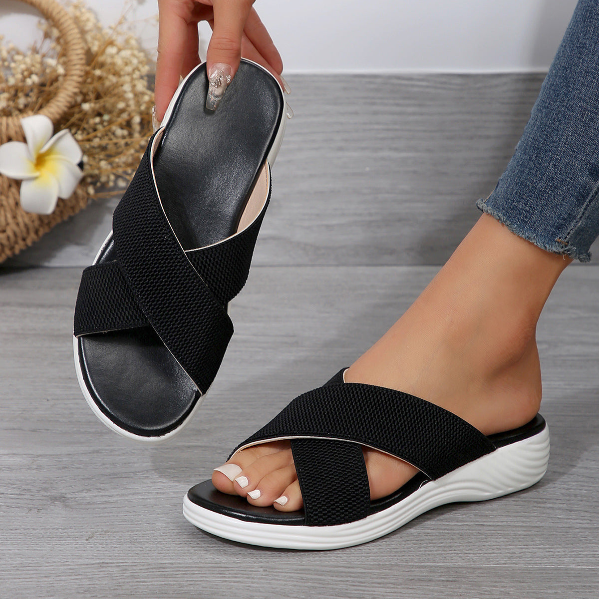 Damen stylische Wellness-Sandalen mit gepolsterter Sohle Stalluxe