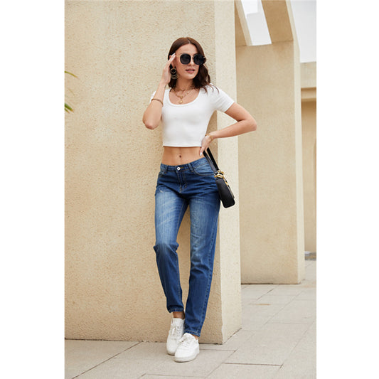 Damen gerade geschnittene Jeans mit Vintage-Details Stalluxe
