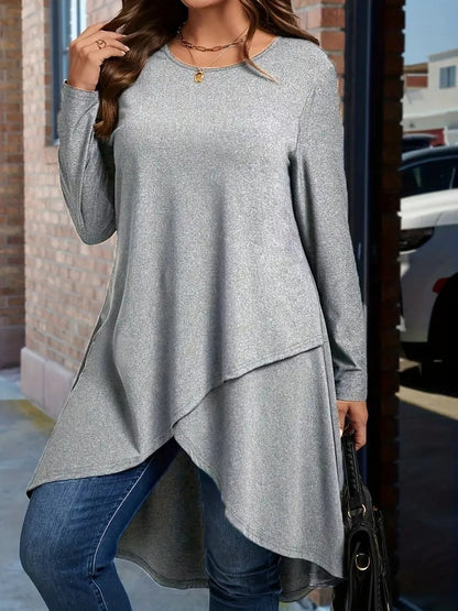 Damen asymmetrisches Langarmshirt mit elegantem Schnitt Stalluxe