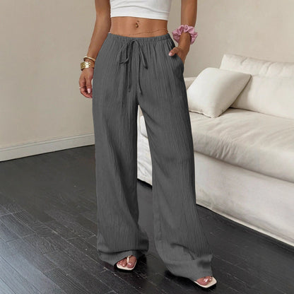 Damen Weite Hose mit elastischem Bund und seitlichen Taschen Stalluxe