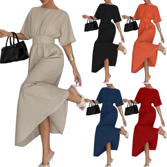Damen Elegantessent Midi-Kleid mit tiefem Rückenausschnitt und Schleifenbändchen Stalluxe