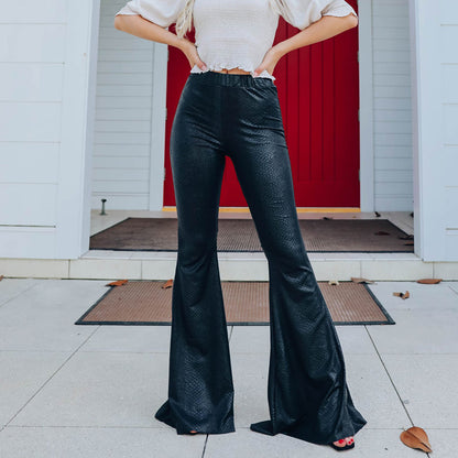 Damen Elegante Schlaghose im Schlangenleder-Look Stalluxe