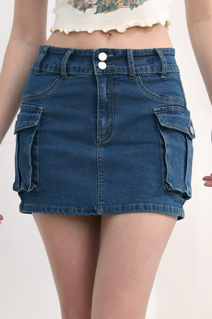 Damen Cargo-Minirock mit praktischen Seitentaschen und Knopfdetails Stalluxe