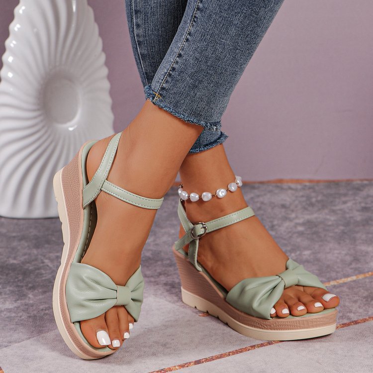 Damen Wedge-Sandalen mit elegantem Knoten und bequemem Fußbett Stalluxe