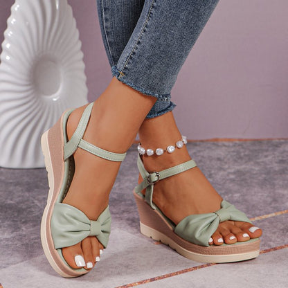 Damen Wedge-Sandalen mit elegantem Knoten und bequemem Fußbett Stalluxe