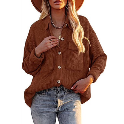 Damen Oversized Hemdbluse mit strukturiertem Design und Knopfdetails Stalluxe