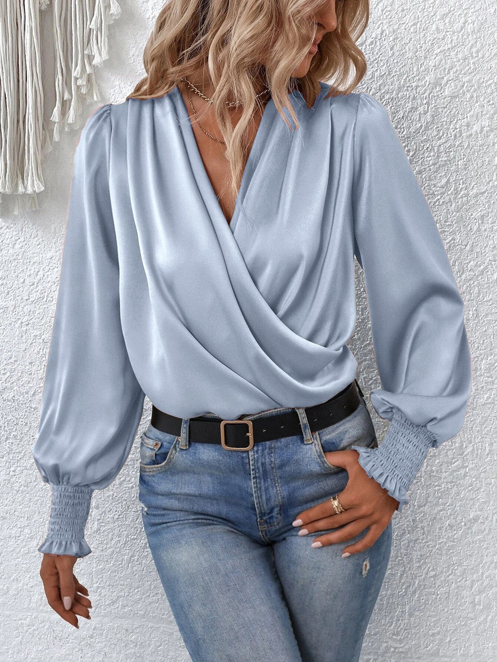 Damen Wickelbluse mit farbenfrohem Paisleymuster Stalluxe