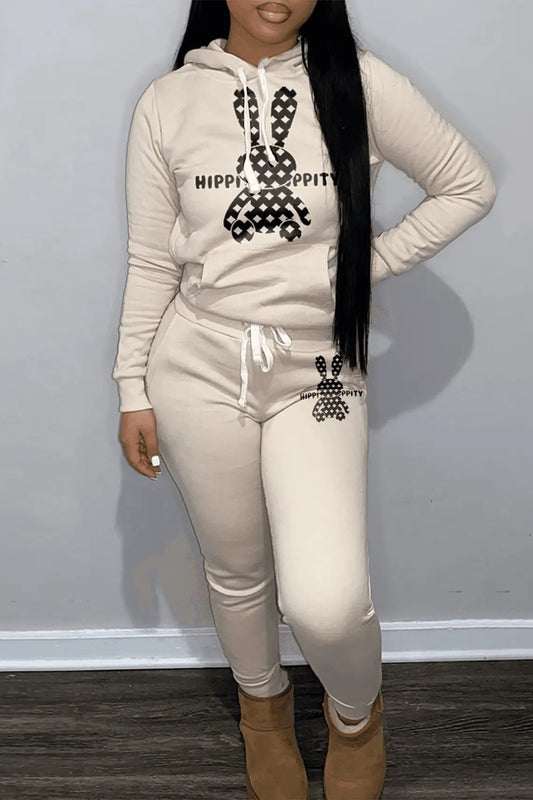 Damen Sweatshirt und Jogginghose Set mit niedlichem Kaninchenmotiv Stalluxe