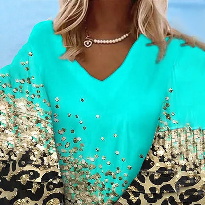 Damen Modisches Strandkleid mit funkelnden Details und Leopardenmuster Stalluxe