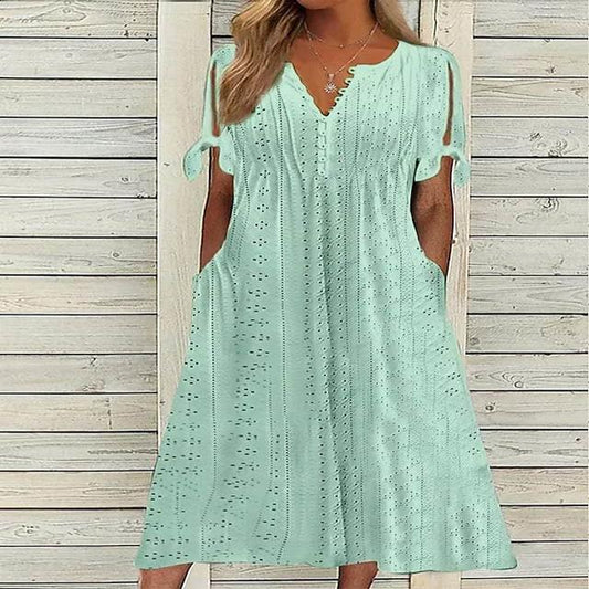 Damen lässiges Sommerkleid mit besonderer Lochmusterung Stalluxe