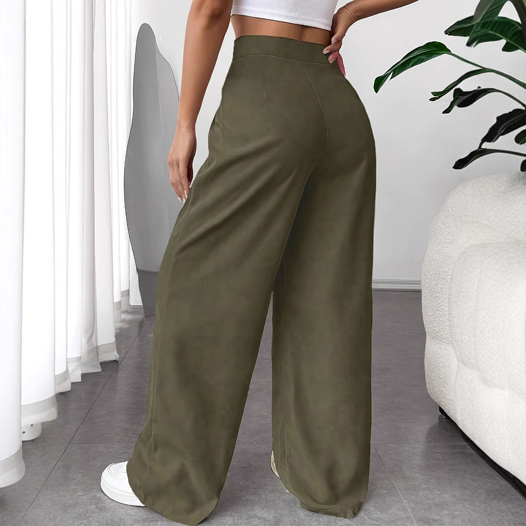Damen elegante weit geschnittene Hochbund-Hosen Stalluxe