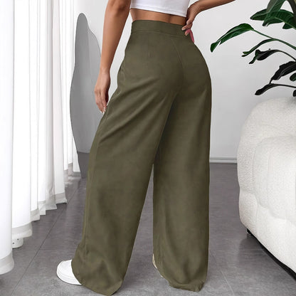 Damen elegante weit geschnittene Hochbund-Hosen Stalluxe