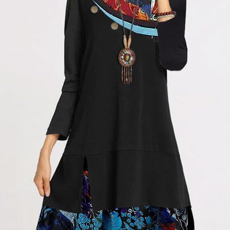 Damen Langärmliges Tunika-Kleid mit originellem Design und dekorativen Details Stalluxe