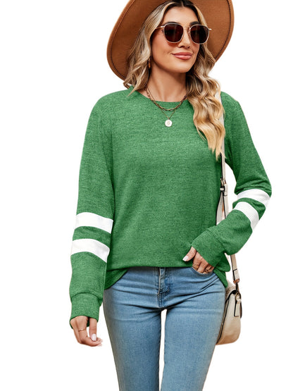 Damen sportliches Sweatshirt mit dekorativen Streifendetails Stalluxe Grün