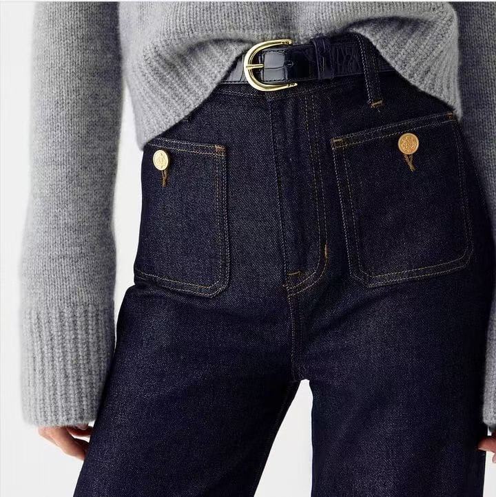 Damen Weite Jeans mit modischem Saum Stalluxe