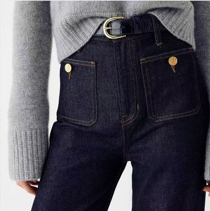 Damen Weite Jeans mit modischem Saum Stalluxe