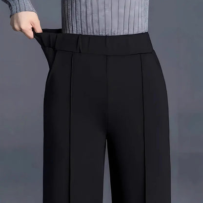 Damen elegante Hochbundhose mit Faltenwurf und dehnbarem Bund Stalluxe