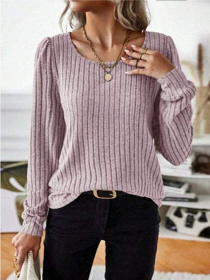 Damen Gestreifter Pullover mit Puffärmeln Stalluxe