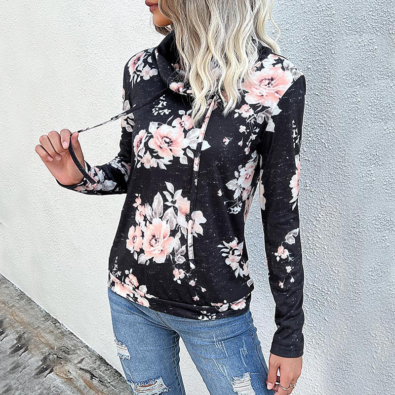 Damen lässiger Sweater mit Blumenmuster und hochgeschlossenem Kragen Stalluxe