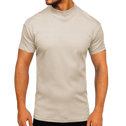 Herren modernes Kurzarm-T-Shirt mit stehendem Kragen und strukturiertem Design Stalluxe