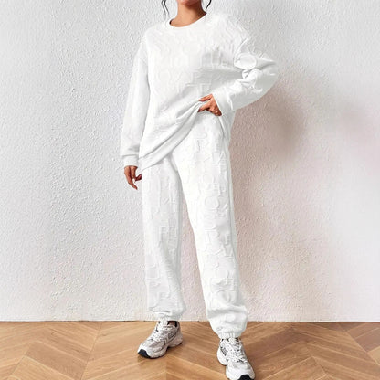 Damen Set aus hochwertigem Sweatshirt und Jogginghose Stalluxe Weiß