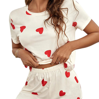 Damen bequeme Kurzarmoberteil mit Herzmotiv Stalluxe