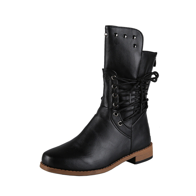 Damen Schnürstiefel aus Leder mit modischen Details Stalluxe