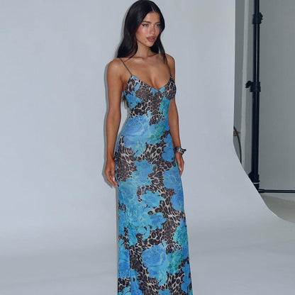 Damen Maxikleid mit raffiniertem Tier- und Blumenmuster Stalluxe